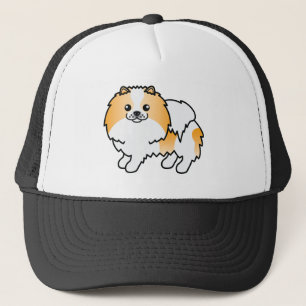Orange Parti-Färgad Pomeranian Söt Tecknad Hund Keps