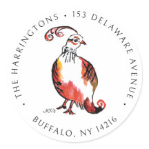 Orange Partridge Cute Hand-Illustrated Adress