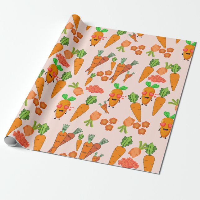 Orange Party Carrot Presentpapper (Utrullad)