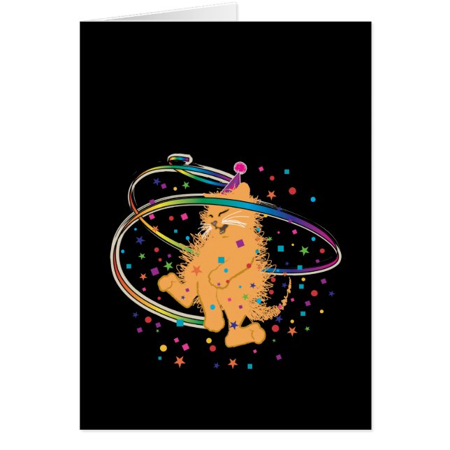 Orange Party Cat Rockout Hälsningskort (Framsidan)