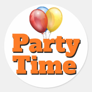 Orange Party Time Ballonger Runt Klistermärke