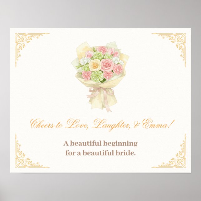 orange pastel bouquet Elegant wedding Poster (Framsidan)