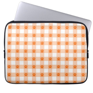 Orange Paw Print Mönster - Cute Djurälskare Design Laptop Fodral