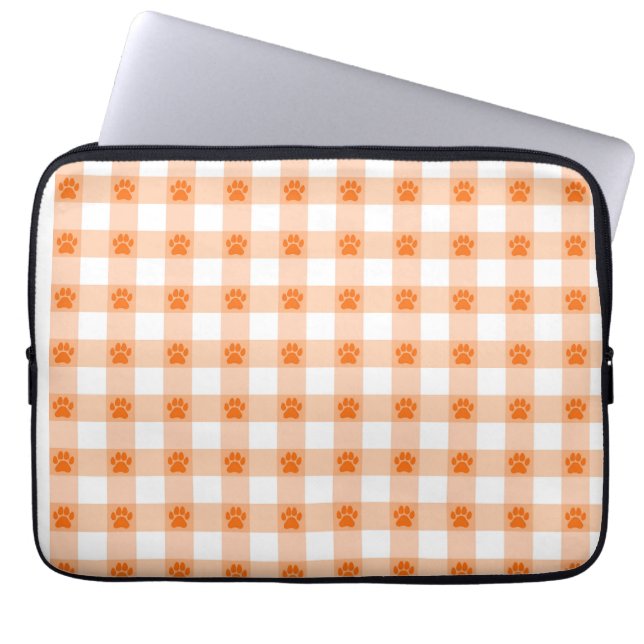 Orange Paw Print Mönster - Cute Djurälskare Design Laptop Fodral (Framsidan)