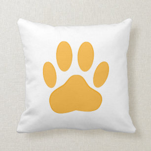 Orange Pawprint Kudde