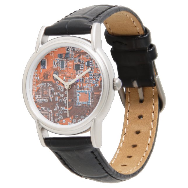 Orange PCB-kretskortdesign för IT-proffs Armbandsur (Vinklad)