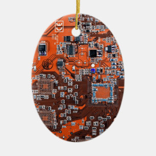 Orange PCB-kretskortdesign för IT-proffs Julgransprydnad Keramik