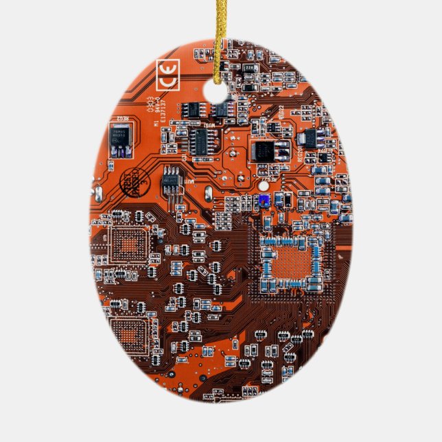 Orange PCB-kretskortdesign för IT-proffs Julgransprydnad Keramik (Framsidan)