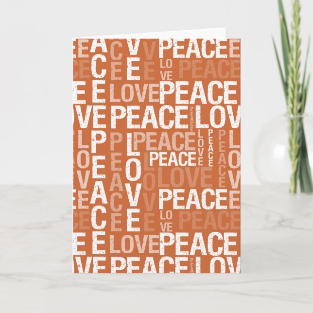 Orange Peace Kärlek Typography Helgkort (Framsida)