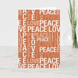 Orange Peace Kärlek Typography Helgkort