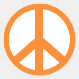 Orange Peace Symbol Stickers Runt Klistermärke