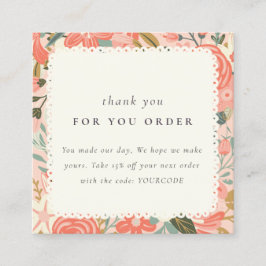 Orange Peach Ambrosia Blommigt Tack Order Fyrkantigt Visitkort