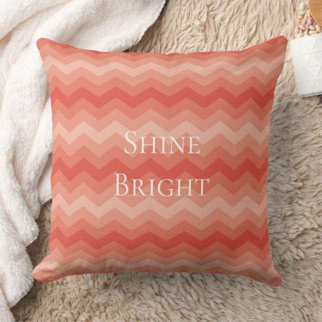 Orange Peach Chevron Kudde (Filt)