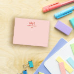 Orange Peach Minimum Clean Initialer Post-it Block<br><div class="desc">Ren design. Bokför anteckningsblock. Din initialer i djup orange mot en lättare peachy hue.</div>