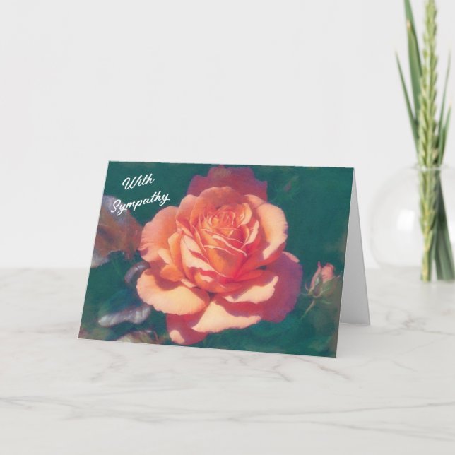 Orange Peach Ro Flower Art Sympathy Card Kort (Framsida)