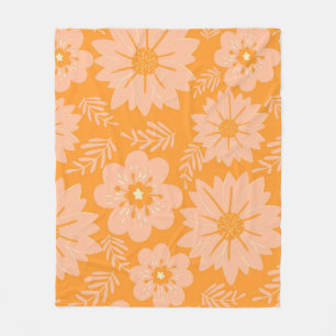 Orange Peach Tropical Blommigt Botanical Summer Fleecefilt