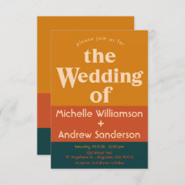 Orange Peacock Modern Retro 3,5 x 5 Inbjudningar