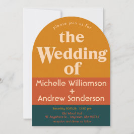Orange Peacock Modern Retro Arched-inbjudan Inbjudningar