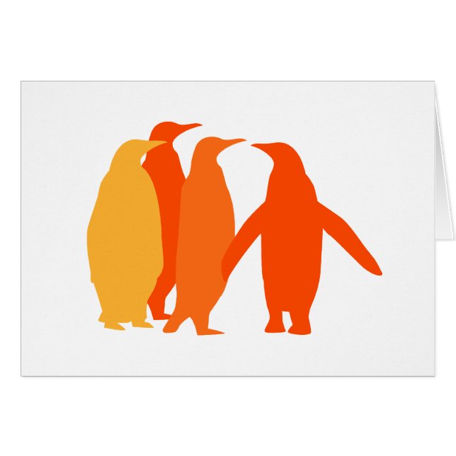 Orange Penguins Hälsningskort (Framsidan Horizontal)