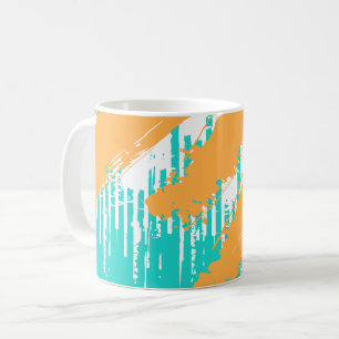 Orange Penseldrag Över Turkosa Lager Kaffemugg
