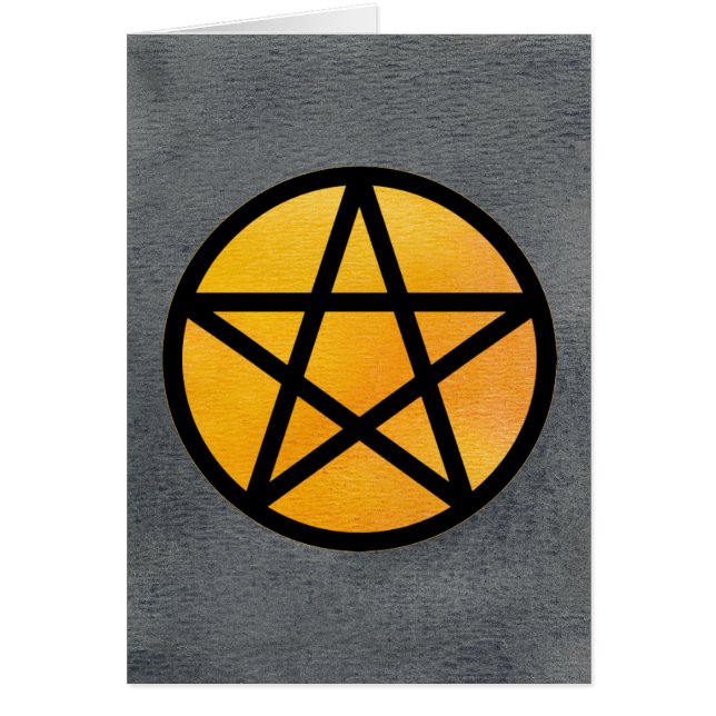 Orange Pentacle på svartvitt Hälsningskort (Framsidan)