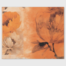 Orange Peonies 2 Decoupage Collage Design Presentpapper