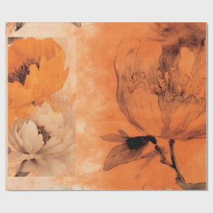 Orange Peonies 2 Decoupage Collage Design Presentpapper