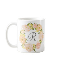 Orange Peonies Wandeans Personlig Monogram Mugg