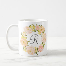 Orange Peonies Wandeans Personlig Monogram Mugg