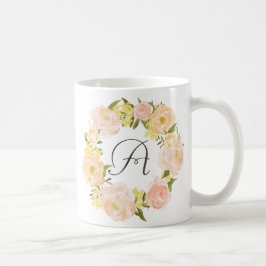 Orange Peonies Wandeans Personlig Monogram Mugg