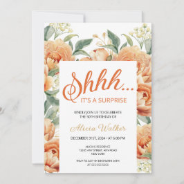 Orange Peony Blommigt Surprise Birthday Inbjudningar