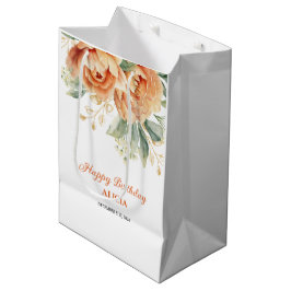 Orange Peony Guld Löv Greenery Birthday
