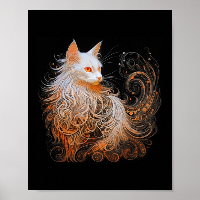 Orange Persian Cat Long Hair Cute Kitten Älskare M Poster (Framsidan)