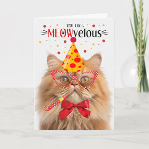 Orange Persian Cat MEOWvelous Birthday Kort