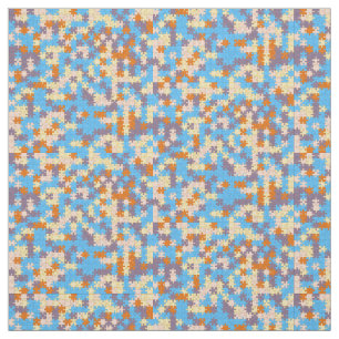 Orange, persika, Gult, blått, Lila Puzzle Mönster Tyg