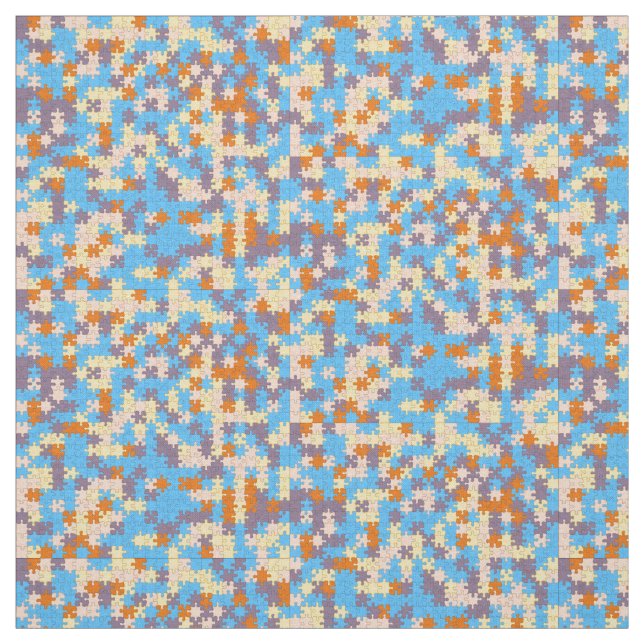 Orange, persika, Gult, blått, Lila Puzzle Mönster Tyg (Provkarta)