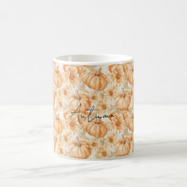 Orange Persika Pumpa & Blommor Kaffemugg