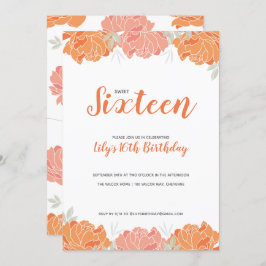 Orange & persikor, sötsaker 16 Födelsedagsfester Inbjudningar