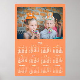 Orange Personlig Affisch Årlig Kalender 2016