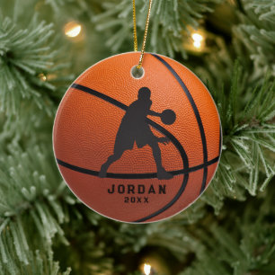 Orange Personlig Basketspelare Jul Julgransprydnad Keramik