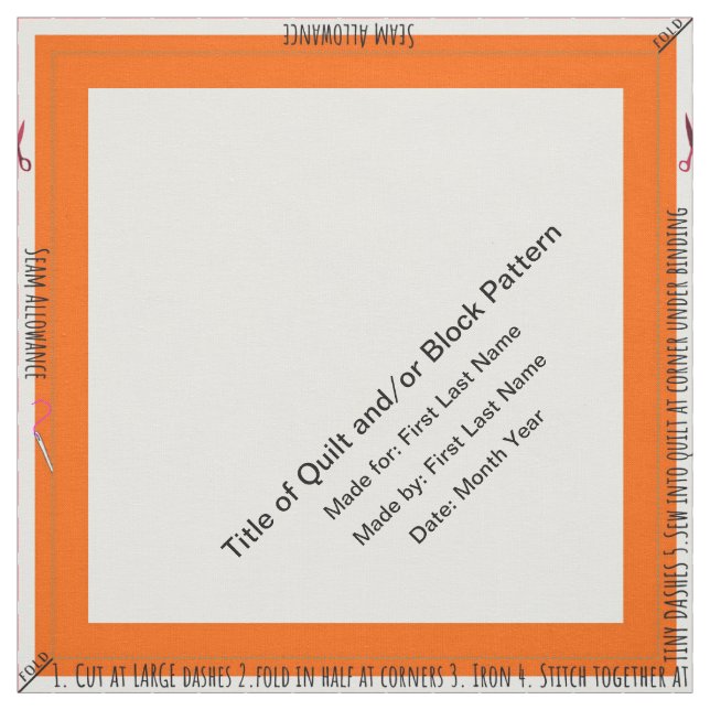 Orange Personlig Enkel citattecken hörn Tyg (Provkarta)