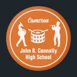 Orange - Personlig för marschering i högskolan Magnet<br><div class="desc">Den här coolans anpassade orange-magnet för marscheringsband i högstadiet har vit typografi av spelaren namn under trummorna. En underbar student-musikgåva till föräldrar.</div>