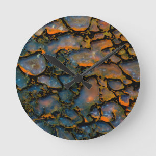 Orange Petrifierat dinosaurieben Rund Klocka