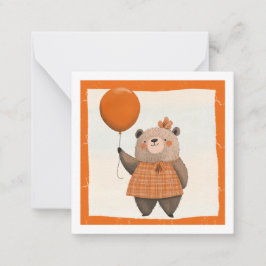 Orange Pets Dress Bear med hårstrå Anteckningskort