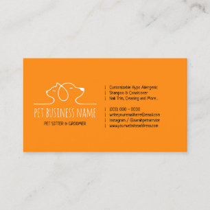 Orange Petsitter hund och katt logotyp veterinär Visitkort