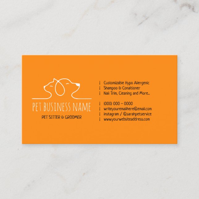 Orange Petsitter hund och katt logotyp veterinär Visitkort (Framsida)