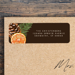 Orange Pinecone Gräs Sprig Anpassningsbar Adresset Returadress Etikett