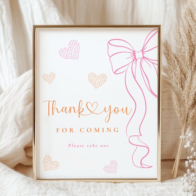 Orange Pink Sprinkle Hearts Sign Poster (Skapare uppladdad)