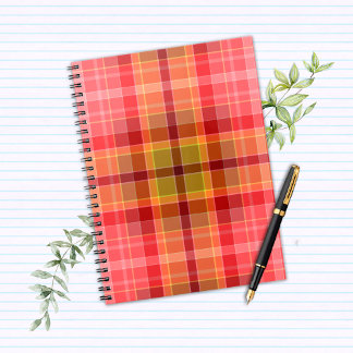 Orange Pink Tartan Anteckningsbok