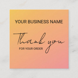 Orange Pink Thank You  Fyrkantigt Visitkort